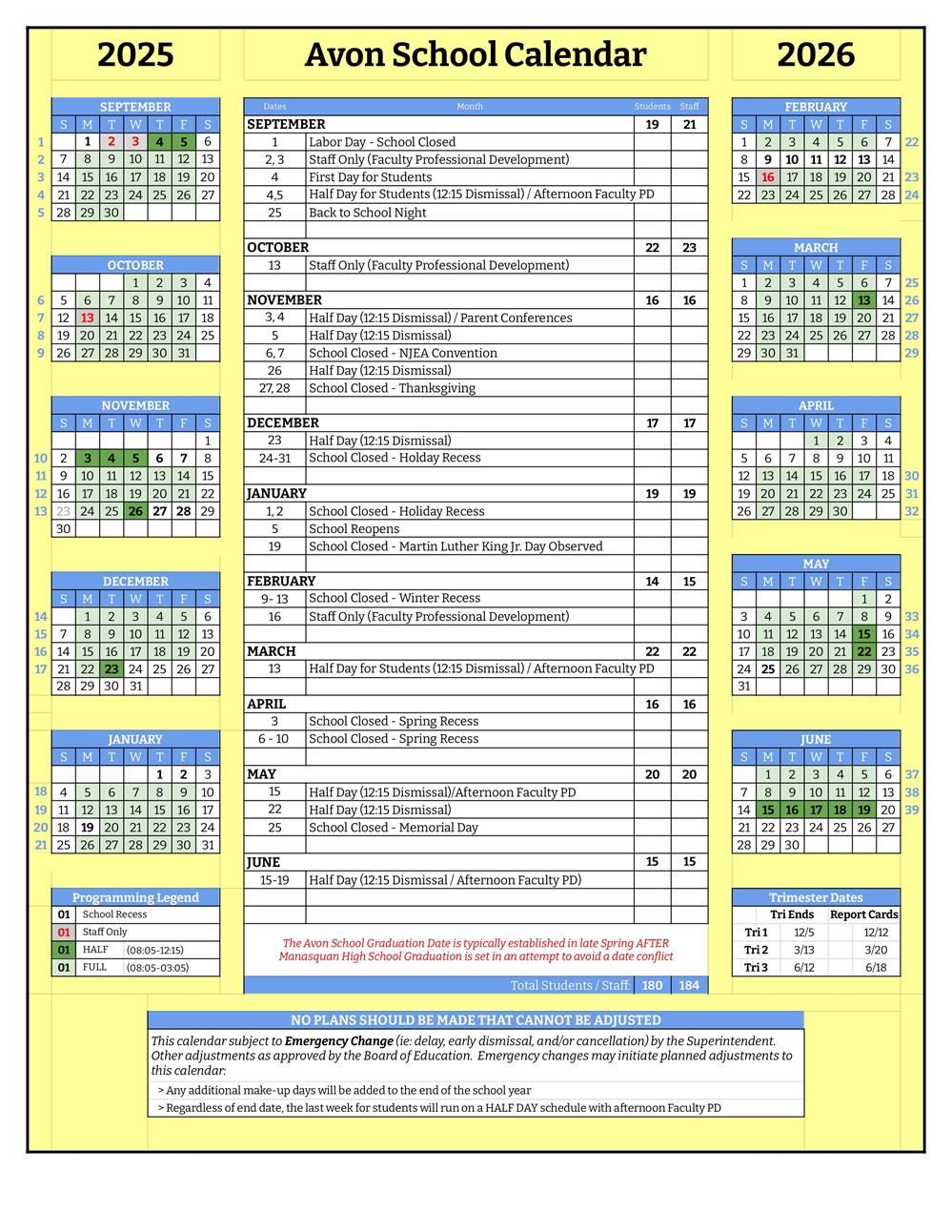2025 - 2026 District Calendar